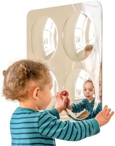 SPARK & WOW Sensory Wall Toddler Mirror - Large - 4 Bubbles - for Ages 6m+ - Easy-to-Clean Acrylic - Stimulate Cognitive Development