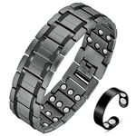 Vicmag 3X Magnetic Bracelet for Men Pure Titanium Bracelet 3500 Gauss Ultra Strength Magnets Adjustable Wristband with Adjustment Tool & Gift Box (Grey)