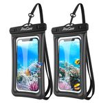 ProCase Floating Waterproof Phone Pouch Sleeve, Phone Dry Bag Case for Galaxy S24 Ultra S23 S22, iPhone 15 14 Plus Pro Max 13 Up to 7.0 inch, Snorkelling Beach Essential -2 Pack, Black