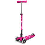Micro Scooters | Maxi Micro Deluxe Foldable Children's Scooter | Big Wheels | Handlebar Adjustable | 5-12yrs | Boys & Girls | Pink