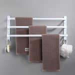 HONPHIER Towel Rails Wall Mounted 3 Tier Towel Rack With Hooks Space Aluminum Towel Rack Bathroom Towel Holder No Fading Towel Shelves For Kitchen Bathroom Toilet Hotel Office