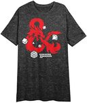 Dungeons & Dragons Dice and Logo Women's Charcoal Heather Nightshirt-Medium