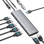 PHIXERO 10 in 1 USB Docking Station Dual Monitor 4K@60HZ for Mac M1/M2, Displaylink Dock with 2 HDMI & 2 DP, 100W PD, 3 USB 3.2Gen2 [10 Gbps], Ethernet, Audio, Compatible with Thunderbolt, Windows, et