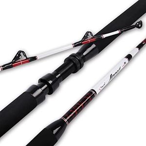 Fiblink Trolling Rod Saltwater Deep Dropper Big Game Rod Conventional Boat Roller Rod Carbon Fishing Pole (2 Pieces - 5'6" - 30-50lbs)