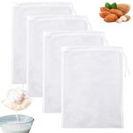 Gelapa 4 Pack Nut Milk Bag, 8”x12” Food Grade Nylon Cheese Cloths, Fine Mesh Milk Bag for Almond/Soy Milk, Reusable Mesh Strainer for Yogurt Tea Juice Wine Soup & Cold Brew Coffee Filter 300 Mesh