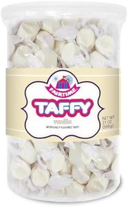 Fairtime White Vanilla Taffy, 21 oz Jar - Individually Wrapped Saltwater Taffy for Soft & Chewy Candy Gifts, Wedding Candy Favors for Guests, Buffet, Birthday Parties, Wedding Favors, Candy Bowl or Goodie Bags