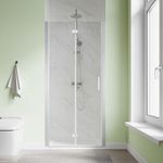 SL4U Bifold Shower Door, 36" W x 72" H, 1/4" Tempered Glass Shower Door, Foldable Shower Glass Door, Easy to Clean, Brushed Nickel Finish