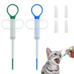 2 Pcs Cat Pill Popper Syringe Dog Cat Tablet Dispenser Plunger Dog Pill Popper Tablets Silicone Pill Dispenser for Cats Shooter Pet Medicine Feeder Assist for Dogs for Feeding Accessories(Green+Blue)