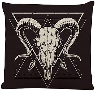 Ofocam Goat Skull Throw Pillow Cover Animal Retro Vintage Wildlife Arrow Death Black Bone Decorative Throw Pillow Cushion Case for Home Couch Living Room Bed Sofa Car 18 x 18 Inches Pillowcase