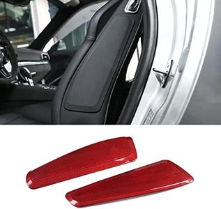 for Porsche 911 718 2013 2014 2015 2016 2017 2018 2019 Real Carbon Fiber Car Interior Seat Side Panel Trim Protective Cover Seat Handle Sticker Car Interior Accessories 2Pcs (Carbon Fiber Red)