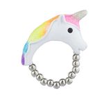 Lux Accessories White Magical Unicorn Rainbow Glitter Novelty Stretch Ring