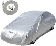 Motor Trend All Season WeatherWear 1-Poly Layer Snow proof, Water Resistant Car Cover Size XL1 - Fits up to 210" - CC-544+LOCK , Silver