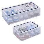 HomeEssentials Clear Foldable Shoe Bag - Shoe Box Organizer | Transparent Shoe Rack | Dustproof Shoe Cover | Space-Saving Sneaker Box | Foldable & Easy to Clean | Storage Organizer (1, Large)