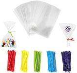 Newkita 3x5inch Cellophane Bags, Clear Goodie Bags, Cake Pop Rice Crispy Bags With 4" Twist Ties, Candy Bags/Cookie Bags/Treat Bags with Ties/Clear Gift Bags/Cellophane Treat Bags 100 Pack