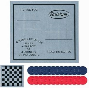 Bolaball Giant 3-in-1 Checkers Game, Tic Tac Toe and Mega Tic Tac Toe with Reversible Rug – Indoor/Outdoor Huge Board Games for Family Fun & Parties