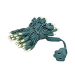 Novelty Lights 50 Light LED Christmas Mini Light Set, Outdoor Lighting Party Patio String Lights, Warm White, Green Wire, 11 Feet