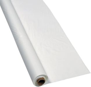 Fun Express 40 x 100 Feet Plastic Table Cover Roll Premium Disposable Plastic Tablecloth for All Type/Shape Tables | Picnic, Party, Banquet, Birthdays, Weddings (White)