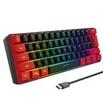 Snpurdiri 60% Wired Gaming Keyboard, RGB Backlit Small Membrane Gaming Keyboard, Ultra-Compact Mini Keyboard for PC Computer Gamer Red and Black