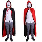 Kaku Fancy Dresses Polyester Black And Red Reversible Vampire Dracula Cape For Kids | Halloween Vampire Cloak For Kids - 5-6 Years