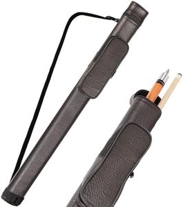 AKLOT 1×1 Pool Stick Case, Hard Billiard Pool Cue Cases for 1 Complete 2-Piece Cue (Holds 1 Butt, 1 Shaft), Faux Crocodile Leather Billiard Carrying Case/Bag with Detachable Pocket (Dark Brown)