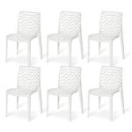 Supreme chairs Web Plastic Chair| Armless Chair for Dining Room Set, Cafe and Restaurents | Weight Bearing Upto 220kg | 6 Months Warranty*| (Color: Milky White | Set of 6 Piece)