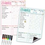 Magnetic Dry Erase Chore Chart - 8.5"x12" Behavior Responsibility Chore Board for Kids, Teenagers - 6 Extra Fine Point Markers Included - Shipped Flat 2 Pcs Blue & Pink