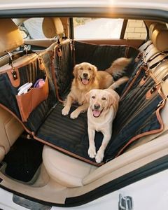 Owleys Hard Bottom Car Seat Cover for Dogs | Back Seat Extender for Dogs | Dog Hammock for Car Hard Bottom | Car Dog Cover Back Seat | Dog Seat Cover for Back Seat with 2 Mesh Ventilation Window Black