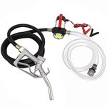 Fuel Transfer Pump, 12V Diesel Transfer Pump Kit with Fuel Pump Nozzle, Delivery & Suction Hose, 12 GPM Self Priming DC Electric Fuel Pump Kit for Diesel, Kerosene, Machine, Transformer Oil