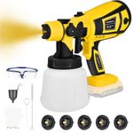 Handheld Paint Sprayer Gun, 900 ML Container with 5 Nozzles (0.8/1/1.5/1.8/2.5 mm), Cordless Paint Spray Gun for Walls (Batteries not Included)