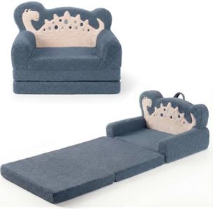 Blissful Diary Kids Couch, 2-in-1 Soft Fold Out Kids Couch, Kids Sofa Chair, Comfy Kids Furniture for Playroom, Reading & Play, Blue Dinosaur