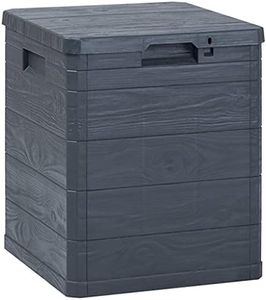 'vidaXL Stylish 90 L Garden Storage Box in Anthracite - Plastic with Wood Texture - Lockable & Weather-Resistant - Lightweight for Indoor/Outdoor Use