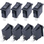 Taiss/8Pcs Black Rocker Toggle Switch On/Off SPST 2 Pin 2 Position KCD3 Snap AC 250V/16A, 125V/20A KCD3-101-BK