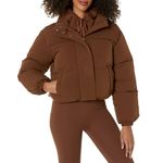 Amazon Essentials Women's Crop Puffer Jacket (Available in Plus Size), Deep Brown, X-Large