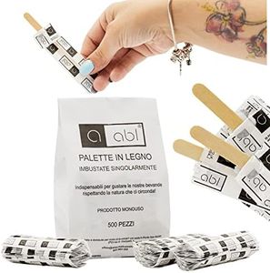 Palette in Legno in Sacchetto di Carta - Palettine Monouso per Girare Zucchero Bevande e Caffe nei Bicchierini - 500 Cucchiaini da Caffe - Singole Buste - Stecca gelato - Made in Italy