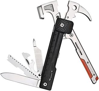 ROXON 16 in One Tools Hammer Multitool with flint stone, replaceable cutter, Best Camping Accessories with plier, knife, bottle opener, saw, ruler for men