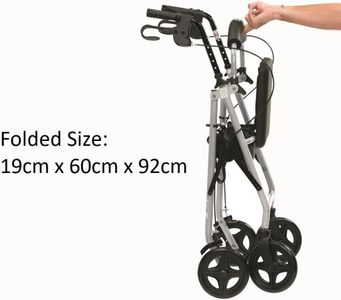 Ultra Lightweight Folding Rollator Walker with Brakes, Seat & Bag – Red, 5.8kg