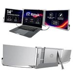 RIITEK 14" Portable Tri Screen Monitor, Dual 1080P Display Extender for 14–17" Laptops, USB-C & Mini HDMI, HDR, Kickstand, Compatible with Windows, Mac (Except M1/M2) & Switch, 1 Year Warranty