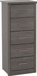 Seconique Lisbon 5 Drawer Narrow Chest in Black Wood Grain