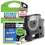 DYMO Authentic D1 Durable Labels | Black Print on White Tape | 12 mm x 5.5 m | High-Performance Label Tape for LabelManager Label Makers