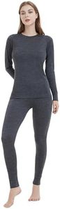 Iguana Womens 100% Merino Wool Base Layer Sets for Ski Midweight Thermal Underwear Heather Grey X-Large