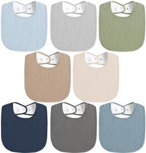 MairMore 8 Pack Baby Muslin Bibs 100% Cotton Bibs for Boys Girls,Soft and Absorbent Bib Set for Feeding and Drooling