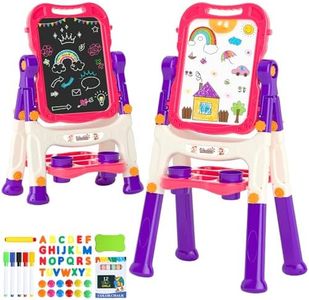 Easel for Kids,Toddler Toys for 2 3 4 5 Year Old Girl Gifts,Toddler Easel Toys Ages for 2-4, Double Sided Magnetic Kid Art Easel,Dry Erase Drawing Painting Learning Toys for 2 3 4 5 Girl Birthday Gift