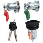 VIKKSAER Ignition Switch & 2 Door Lock Cylinders w/Keys, Compatible with 1996-2008 Ford E150/250/350, Aerostar & Ranger, Explorer, Mercury Mountaineer, Replace# LC6177, 597638, DL5886 X2 (No chip)