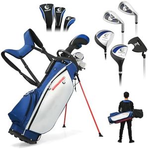 LIFEZEAL Komplettes Golf-Set für Herren, Tragbares Golfschläger-Set für Rechtshänder, Stativtasche mit 7 Fächern, Putter, 3 Holz: Driver #1, Fairway #3, Hybrid #4, 5 Eisen: #6, #7, #8, #9, Pitching