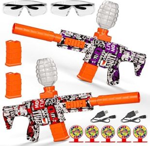 2 Pack Splatter Blaster Electric Toys Skeleton Style Toy(Red & Purple) - Rechargeable Quick-Release Batteries, Goggles, Target for Age 14+