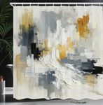 Ambesonne Black and White Shower Curtain, Painting Brushstrokes Design a Geometric Look Surreal Abstract, Cloth Fabric Bathroom Decor Set with Hooks, 69" W x 84" L, Blue Grey Amber Coconut