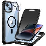 seacosmo Privacy Magnetic for iPhone 14 Case, [Built-in 9H Anti Peeping Screen Protector + Camera Lens Protector] Full Body Protection/Anti SPY/Shockproof Case Cover for iPhone 14