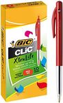 BIC 922619 Clic Retractable Ball Pens Medium Point (1.0 mm) - Red, Box of 10