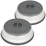 Fanhostco 2Pcs Microwave Cover for Food, Collapsible Microwave Splatter Plate Cover Easy Grip, 10.5 Inch Food Grade Lid BPA Free Dishwasher Safe