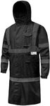 DPSAFETY Hi Vis Rain Jacket with 3M Reflective Stripe,High Visibility Class 3 Rain coats,Safety Waterproof Rain Suits for Men with Hood and 2 Large Pockets construction work rain gear(Black 5XL)
